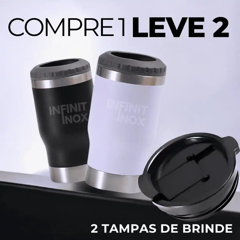 Copo Térmico Cooler Infinit Inox Com Abridor + Brinde | COMPRE 1 LEVE 2